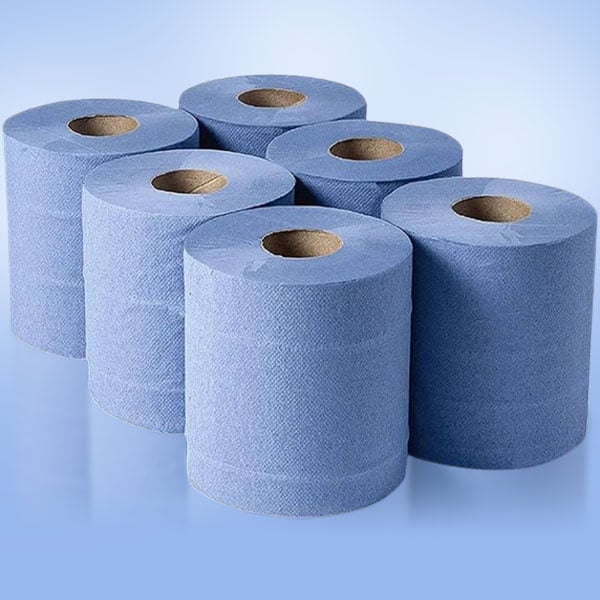 6 Pack Centre Feed Blue Roll 180mm | EuroPapers