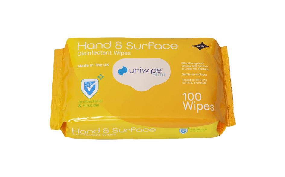 Hand & Surface Midi Wipes, Antibacterial & Virucidal | UniWipe