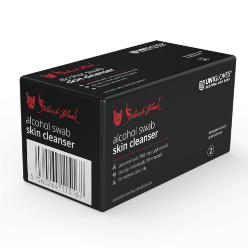 Select Black Alcohol Skin Cleanser Swabs Box of 100 | Unigloves