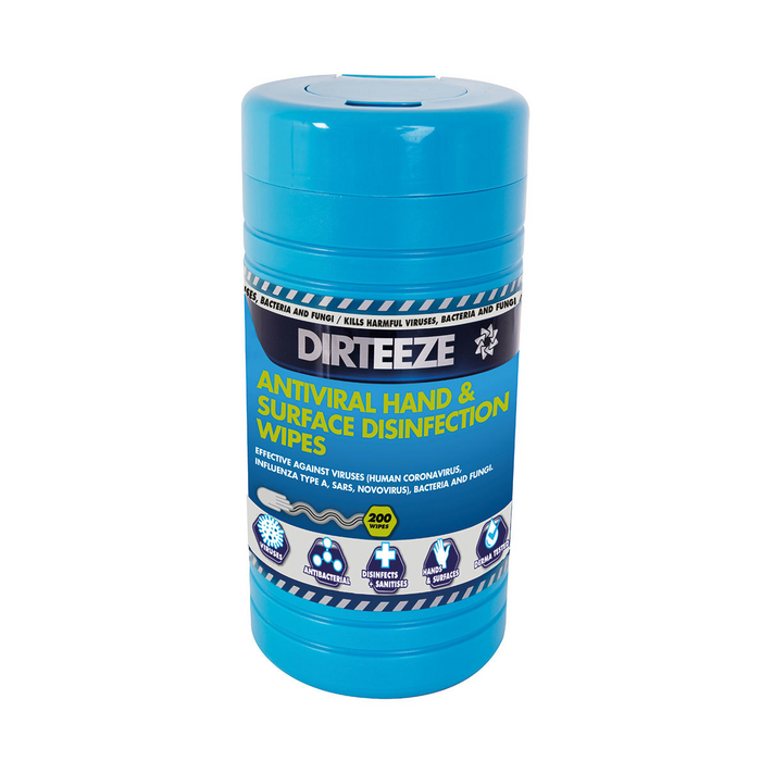 AntiViral Hand & Surface Disinfection Wipes, Tub of 200 Wipes | Dirteeze