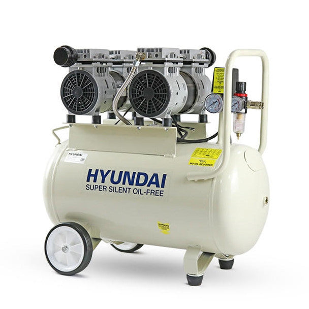 2HP 50L Oil-Free Low Noise Portable Electric Air Compressor, 11CFM 118psi | Hyundai