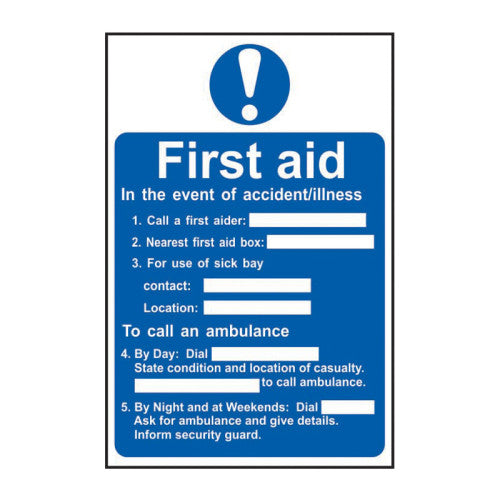 PVC First Aid Procedure Self Adhesive Sign | 200 x 300mm