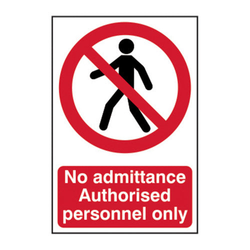 PVC Authorised Personnel Only Self Adhesive Sign | 200 x 300mm