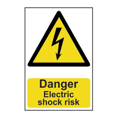PVC Danger Electric Shock Risk Self Adhesive Sign | 200 x 300mm