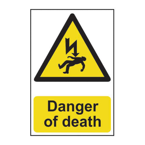 PVC Danger of Death Self Adhesive Sign | 200 x 300mm