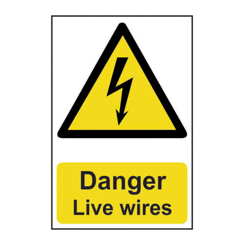 PVC Danger Live Wires Self Adhesive Sign | 200 x 300mm