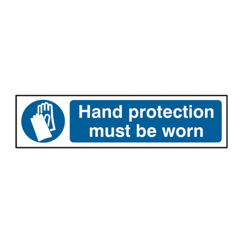 PVC Hand Protection Self Adhesive Sign | 200 x 50mm
