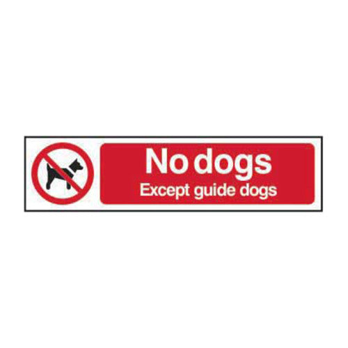 PVC No Dogs Except Guide Dogs Self Adhesive Sign | 200 x 50mm