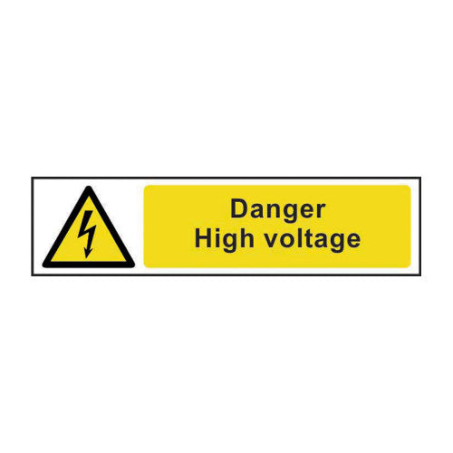 PVC Danger High Voltage Self Adhesive Sign | 200 x 50mm