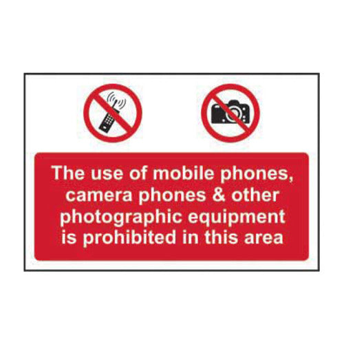 Centurion PVC Mobiles & Camera Equipment Prohibited Self Adhesive Sign ...