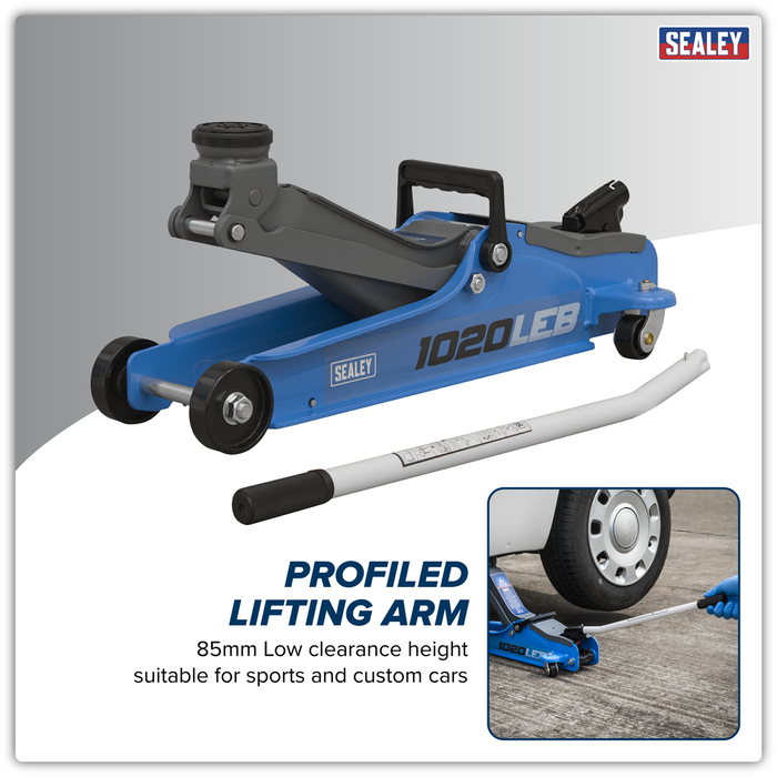 Low Profile Short Chassis Trolley Jack 2 Tonne - Blue | 1020LEB