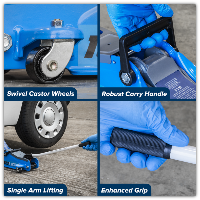 Low Profile Short Chassis Trolley Jack 2 Tonne - Blue | 1020LEB
