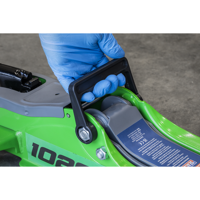 Low Profile Short Chassis Trolley Jack 2 Tonne - Green | 1020LEHV