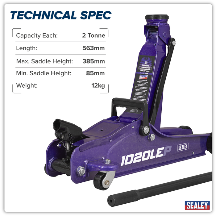 Low Profile Short Chassis Trolley Jack 2 Tonne - Purple | 1020LEP