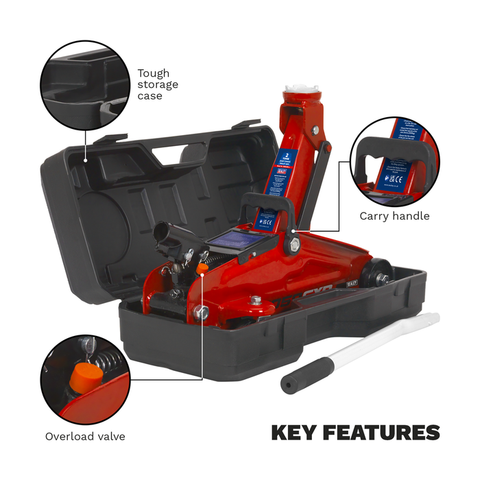Short Chassis Trolley Jack with Storage Case 2 Tonne | 1050CXD