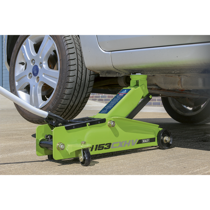 Heavy-Duty Long Reach Trolley Jack 3 Tonne - Green | 1153CXHV