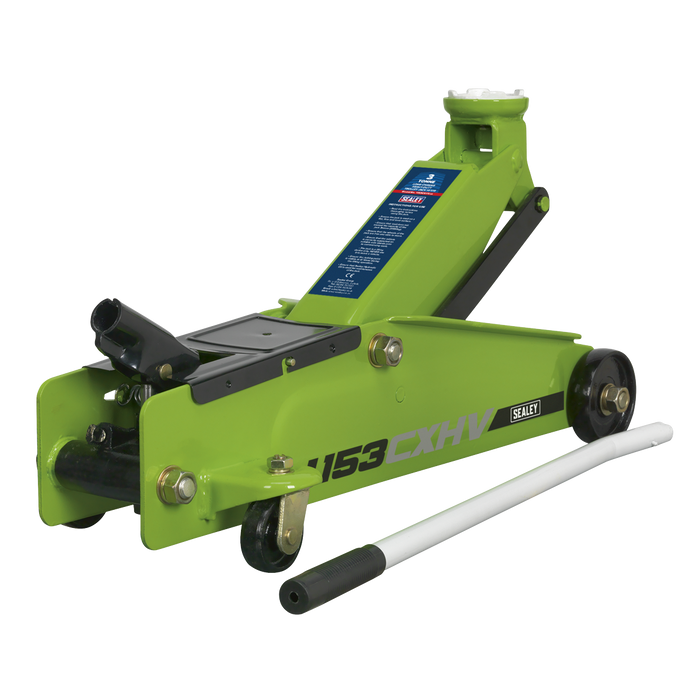 Heavy-Duty Long Reach Trolley Jack 3 Tonne - Green | 1153CXHV