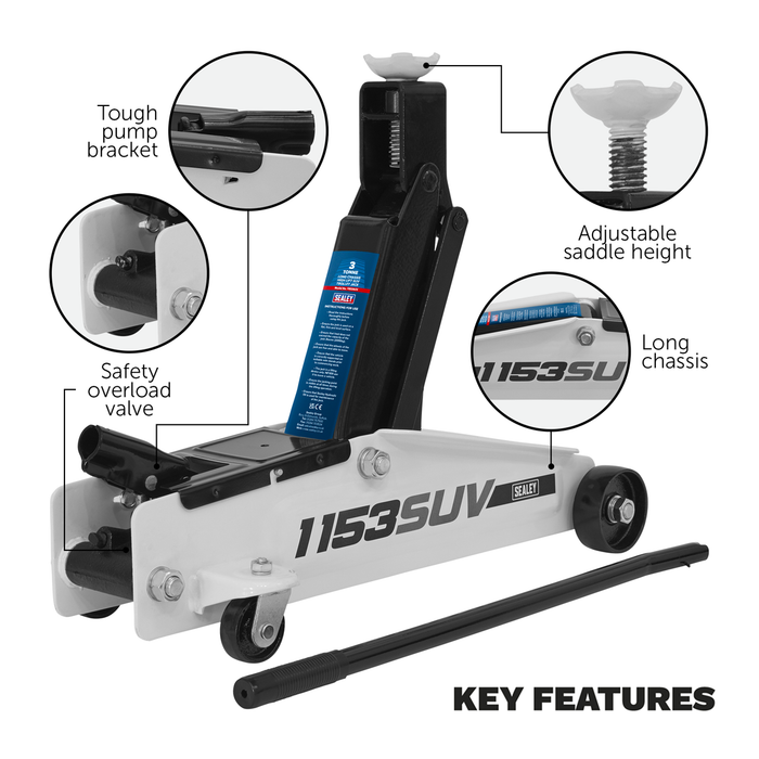 Long Reach High Lift SUV Trolley Jack 3 Tonne | 1153SUV