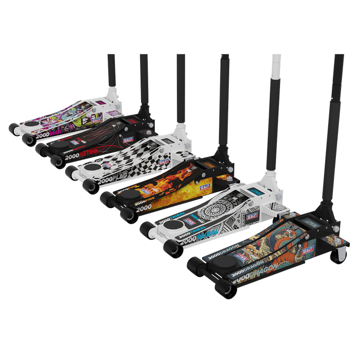Low Profile Custom Design Trolley Jack with Rocket Lift 2 Tonne - Black | 2000CB