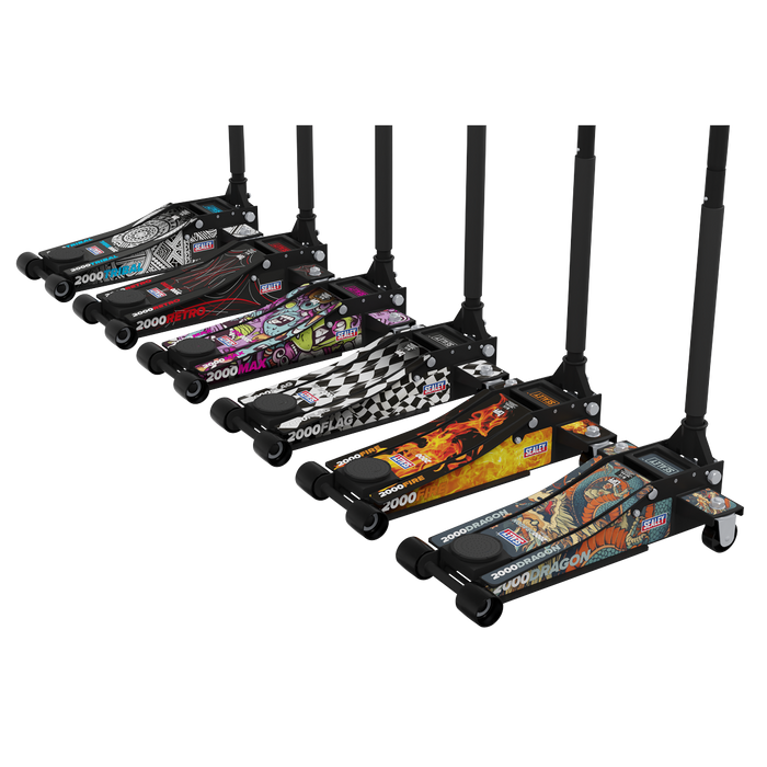 Low Profile Custom Design Trolley Jack with Rocket Lift 2 Tonne - Black | 2000CB