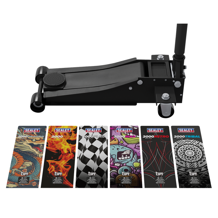 Low Profile Custom Design Trolley Jack with Rocket Lift 2 Tonne - Black | 2000CB