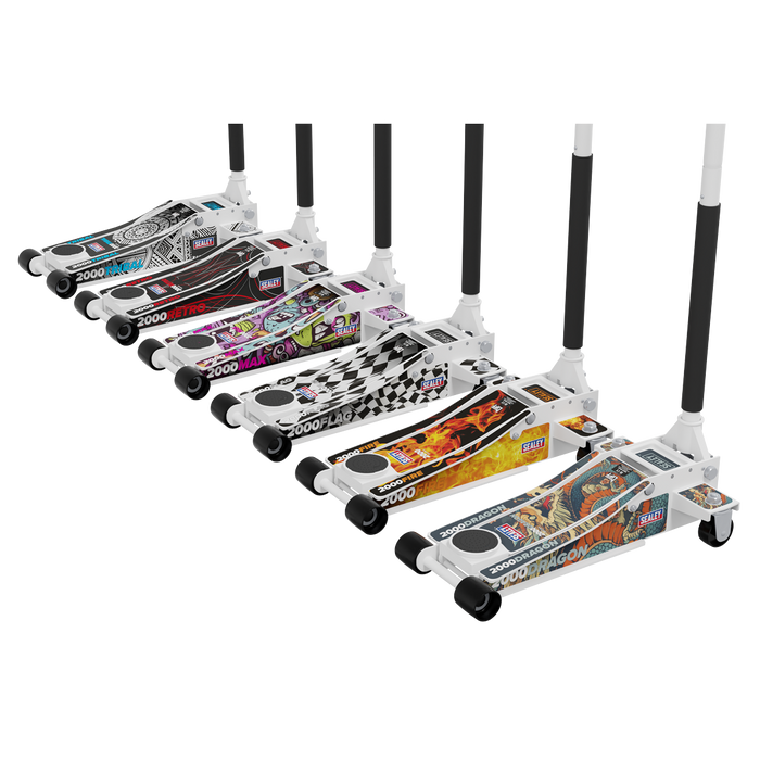 Low Profile Custom Design Trolley Jack with Rocket Lift 2 Tonne - White | 2000CW