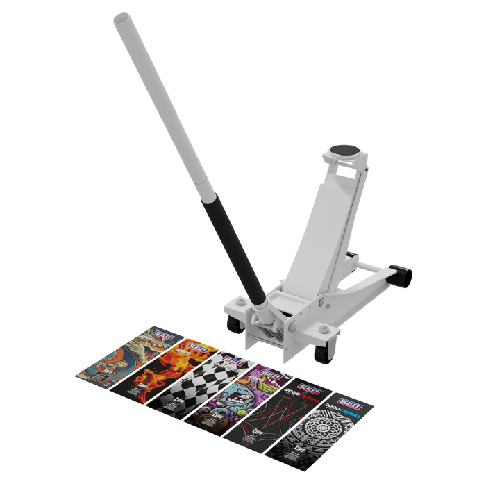 Low Profile Custom Design Trolley Jack with Rocket Lift 2 Tonne - White | 2000CW