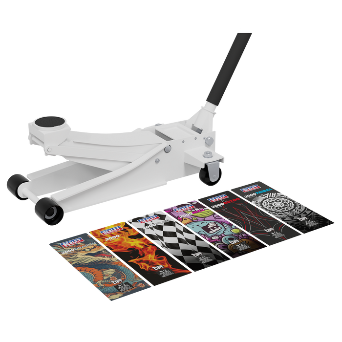 Low Profile Custom Design Trolley Jack with Rocket Lift 2 Tonne - White | 2000CW