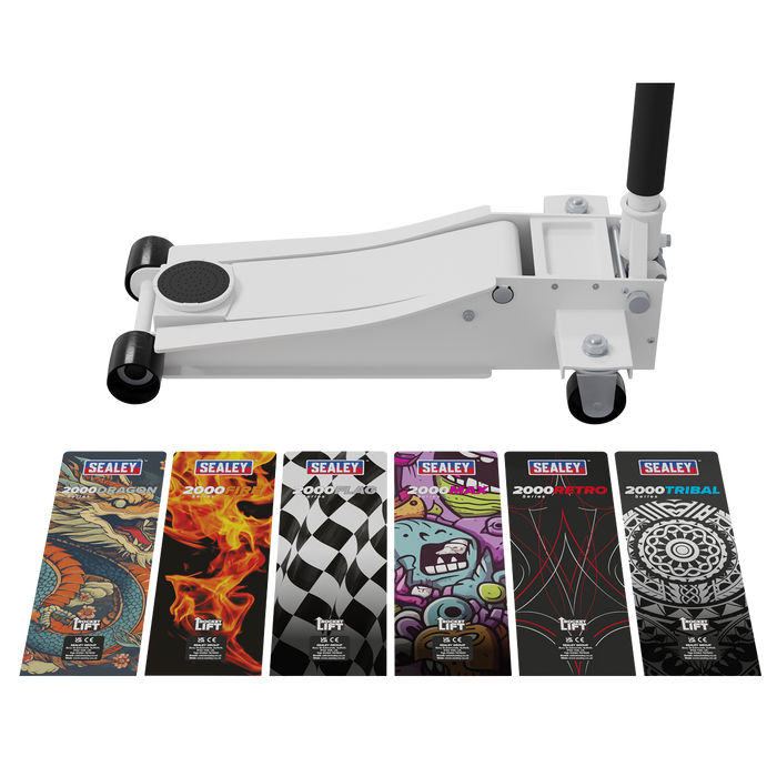 Low Profile Custom Design Trolley Jack with Rocket Lift 2 Tonne - White | 2000CW