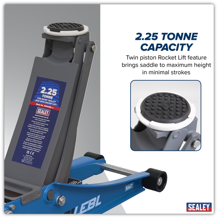Low Profile Trolley Jack with Rocket Lift 2.25 Tonne - Blue | 2001LEBL