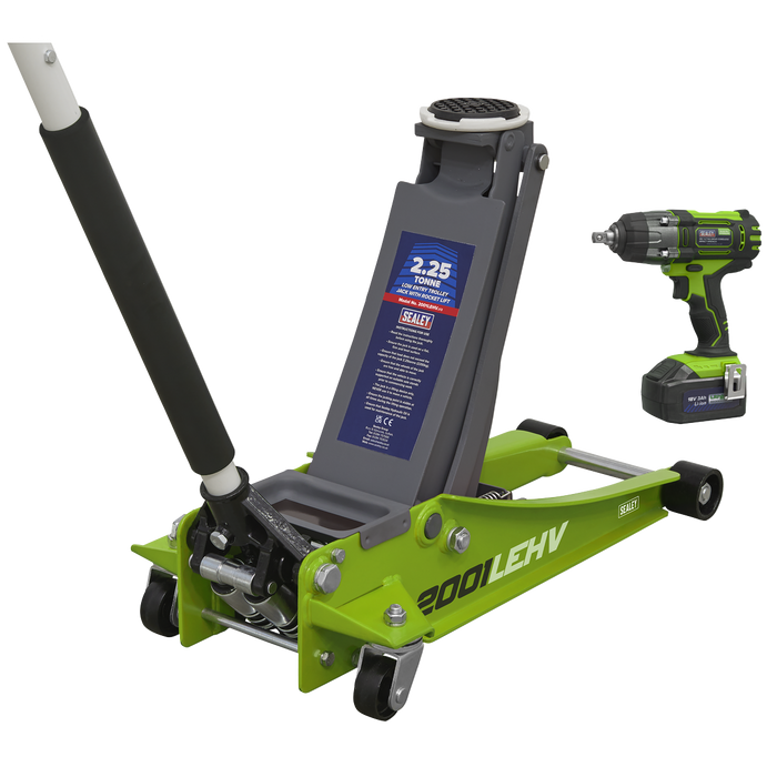 Trolley Jack & Cordless Impact Wrench Combo - Green | 2001LEHVCOMBO