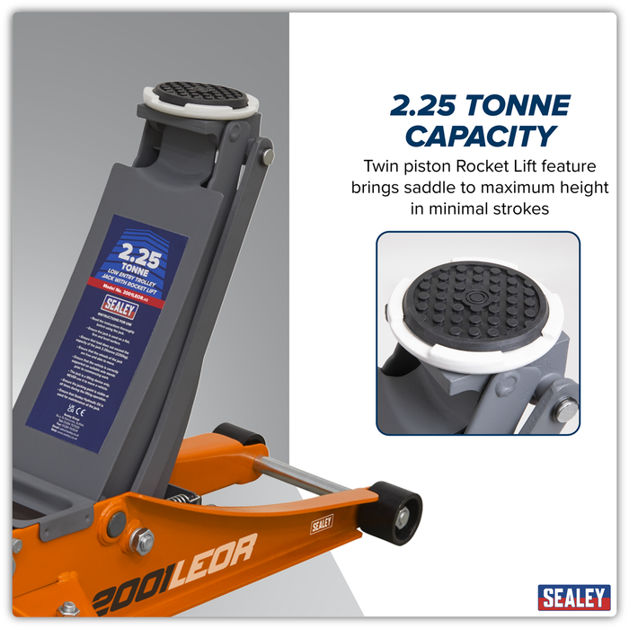 Low Profile Trolley Jack with Rocket Lift 2.25 Tonne - Orange | 2001LEOR