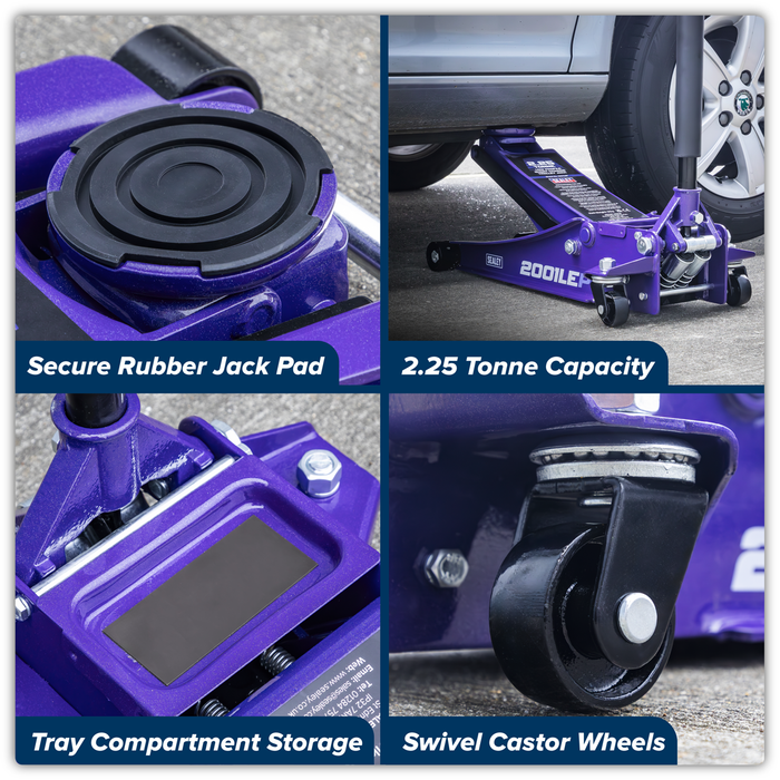 Low Profile Trolley Jack with Rocket Lift 2.25 Tonne - Purple | 2001LEP