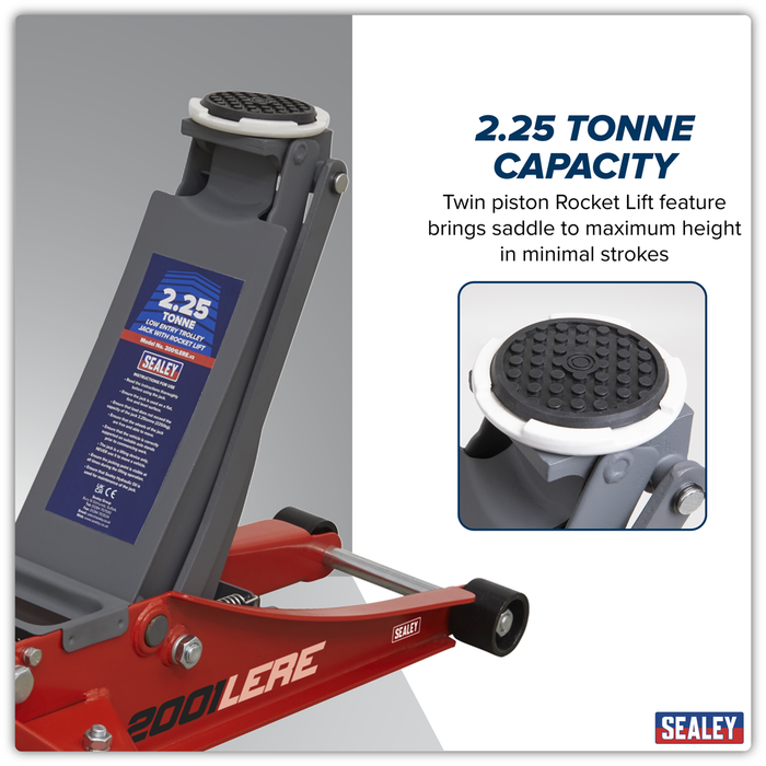 Low Profile Trolley Jack with Rocket Lift 2.25 Tonne - Red | 2001LERE