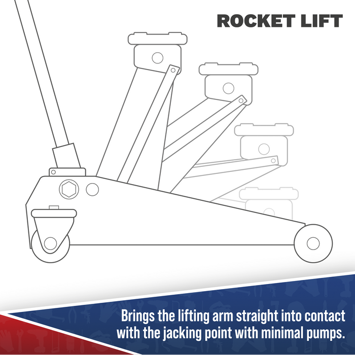 Viking Low Profile Professional Long Reach Trolley Jack with Rocket Lift 2 Tonne | 2100TB