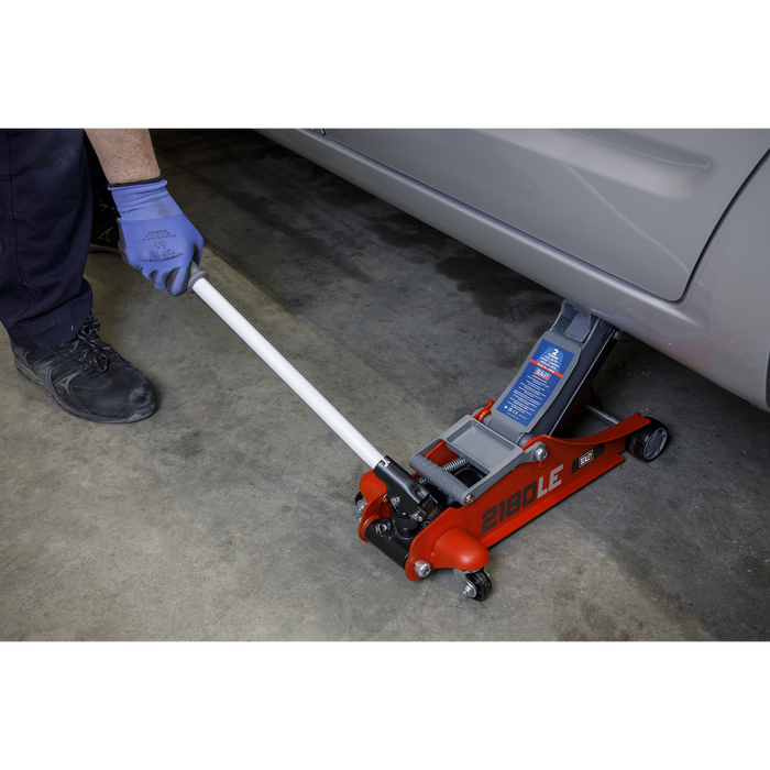 180° Handle Low Profile Short Chassis Trolley Jack 2 Tonne - Red | 2180LE