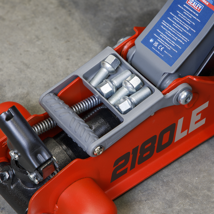 180° Handle Low Profile Short Chassis Trolley Jack 2 Tonne - Red | 2180LE