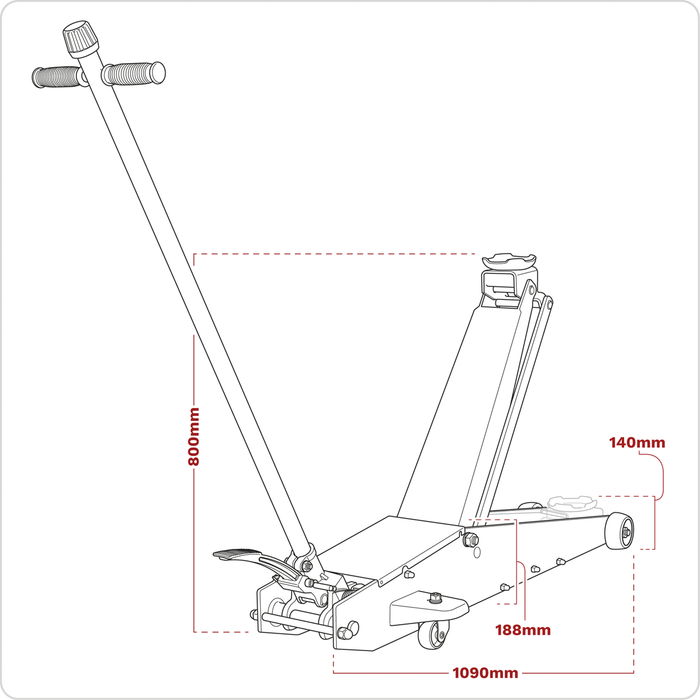 Long Reach High Lift Commercial Trolley Jack 2 Tonne | 2201HL