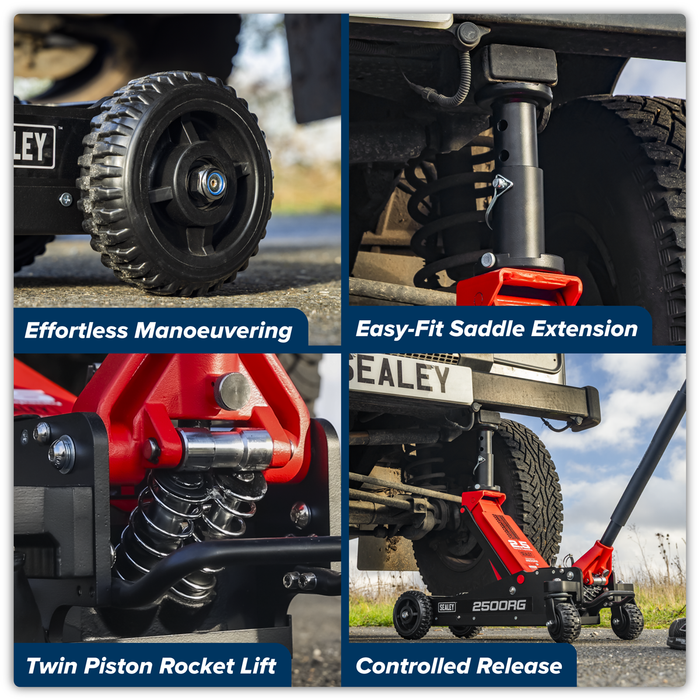 Big Wheel Hybrid Trolley Jack for Off-Road Vehicles, SUVs, Vans & 4x4s with Super Rocket Lift 2.5 Tonne | 2500RG