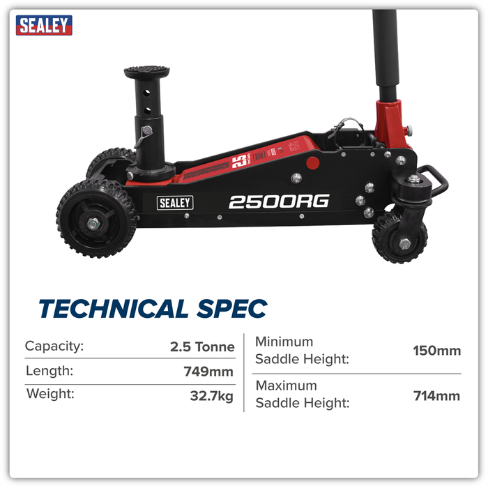 Big Wheel Hybrid Trolley Jack for Off-Road Vehicles, SUVs, Vans & 4x4s with Super Rocket Lift 2.5 Tonne | 2500RG