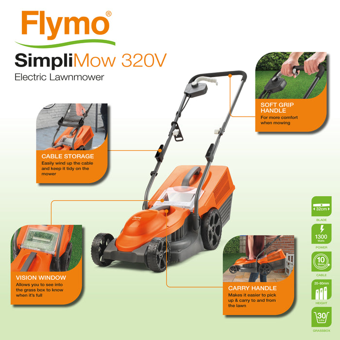 Flymo SimpliMow 320V Corded Rotary Lawnmower  | 970637601