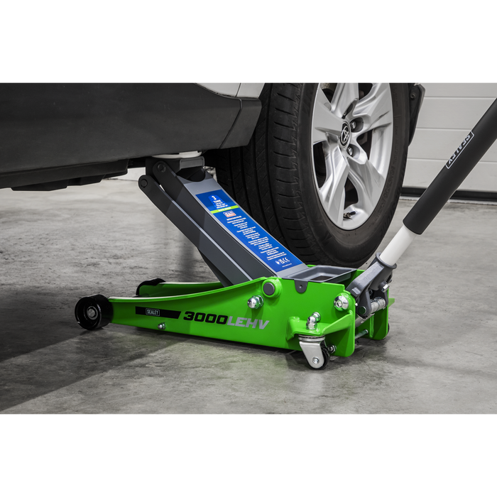 Low Profile Trolley Jack with Rocket Lift 3 Tonne - Green | 3000LEHV