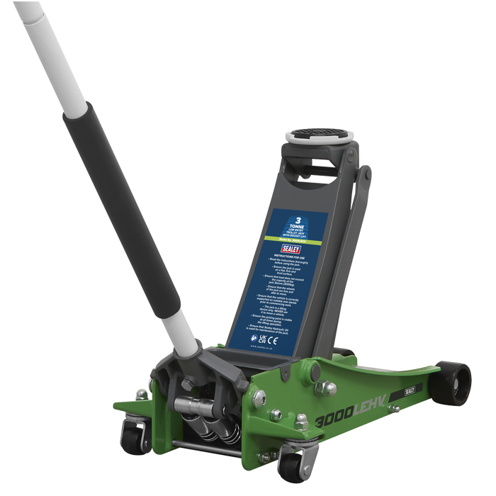 Low Profile Trolley Jack with Rocket Lift 3 Tonne - Green | 3000LEHV