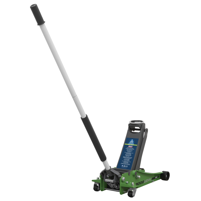 Low Profile Trolley Jack with Rocket Lift 3 Tonne - Green | 3000LEHV