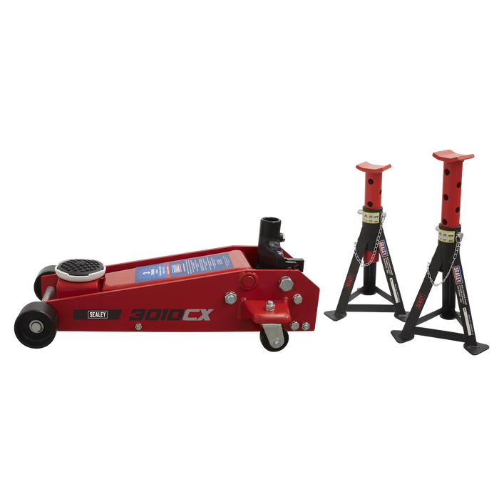 Standard Chassis Trolley Jack 3 Tonne with Axle Stands (Pair) 3 Tonne Capacity per Stand | 3010CX