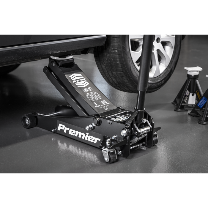Premier Low Profile Trolley Jack with Rocket Lift 3 Tonne - Black | 3040AB
