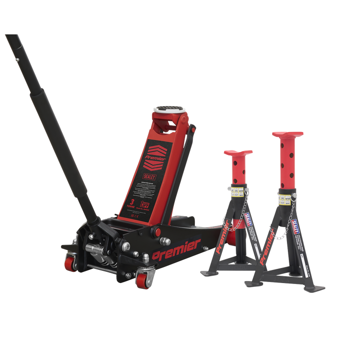 Trolley Jack 3 Tonne & Axle Stands (Pair) 3 Tonne per Stand Combo | 3040ARCOMBO