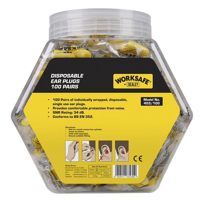 Worksafe® Disposable Ear Plugs - 100 Pairs | 403/100