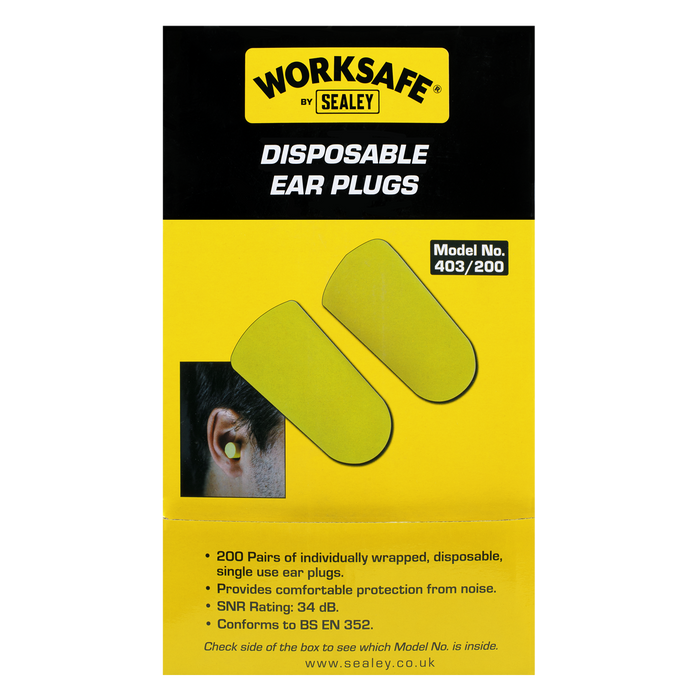 Worksafe® Disposable Ear Plugs - 200 Pairs | 403/200