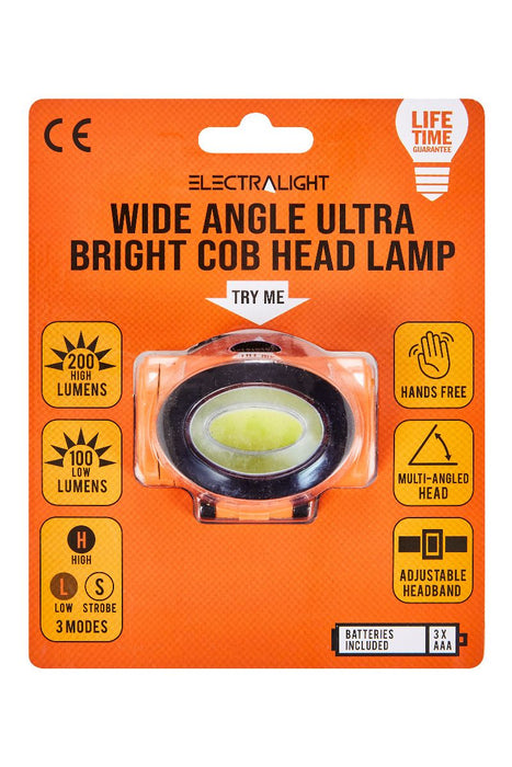 Electralight 200 Lumen Wide Angle Ultra-Bright COB Head Lamp | B/S65315